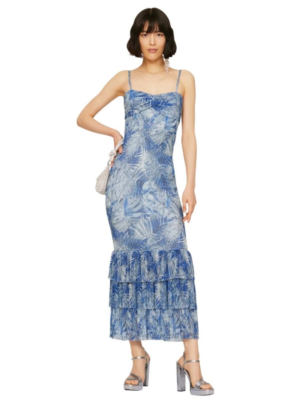 Mia Vesper Frond Mermaid Dress in Blue Small Womens Maxi Long Gown Cocktail